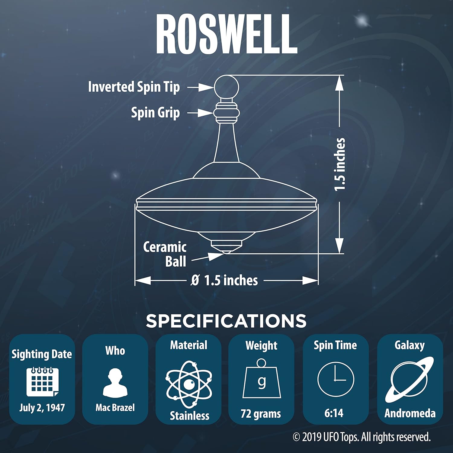 トップス upperfield one UFO Roswell Metal Spinning Top UFO Tops
